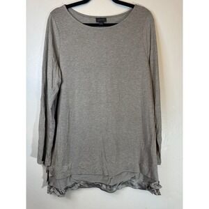 J‎ Jill Grey Long Sleeved Tunic With Cute 3 Layered Hem Size L
